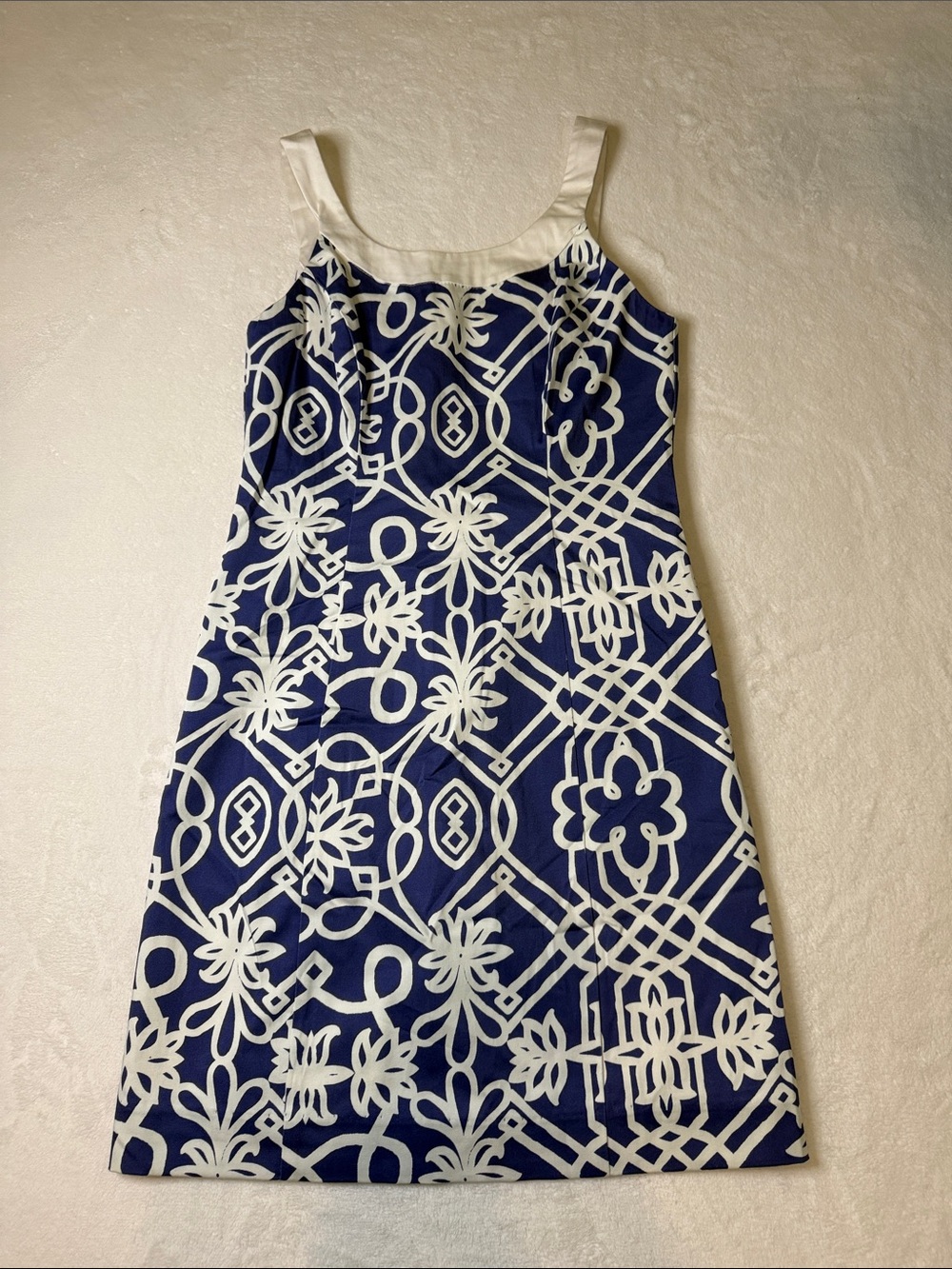 Kaeli Smith Navy & White Geometric Floral Mini Dress